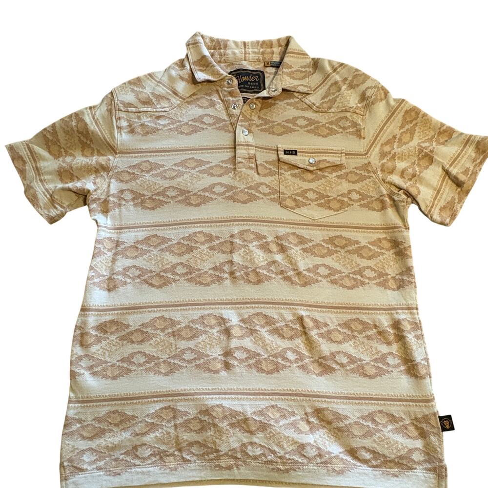 Howler Brothers Ranchero Jacquard Polo Southwestern Aztec Geometric M Shirt Top